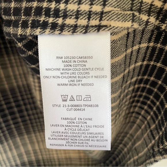 JOIE Barrian Women’s Plaid 3/4 Sleeve Flannel Shirt Size XL - Picture 6 of 11